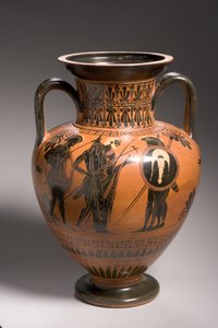 Ánfora de figuras negras del Ático que representa escenas de la Guerra de Troya (cerámica)